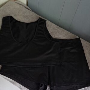 SHEIN Curve Black Tank And Shorts Set